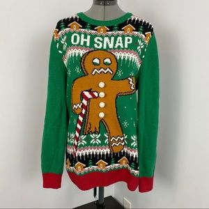 Ugly Christmas Sweater Oh Snap Gingerbread Man M